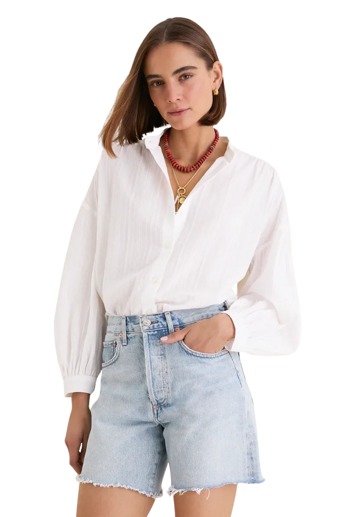 White Shadow Stripe Juliette Button Down