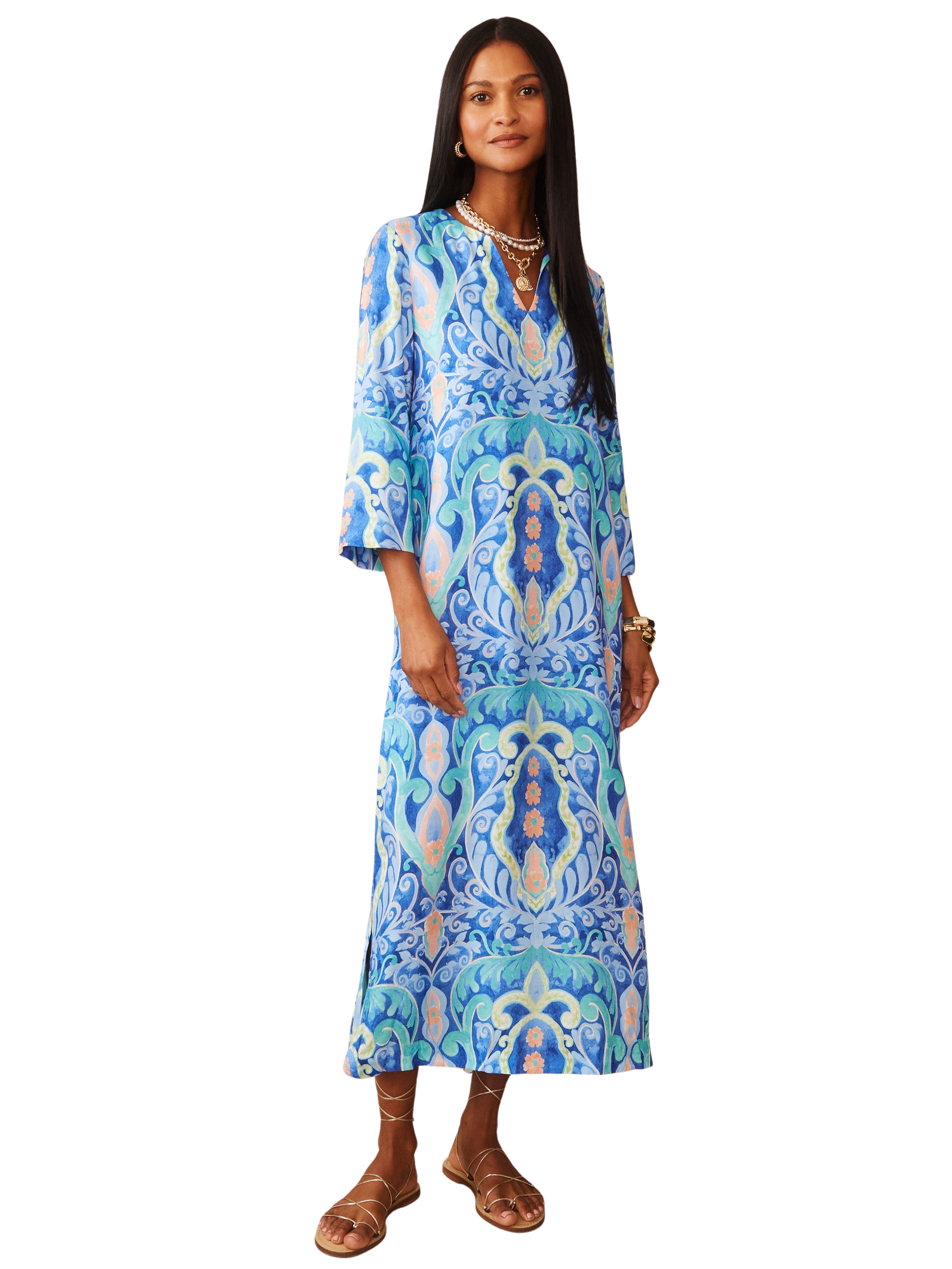 Roni Silk Blend Dress in Midi Deco Bloom