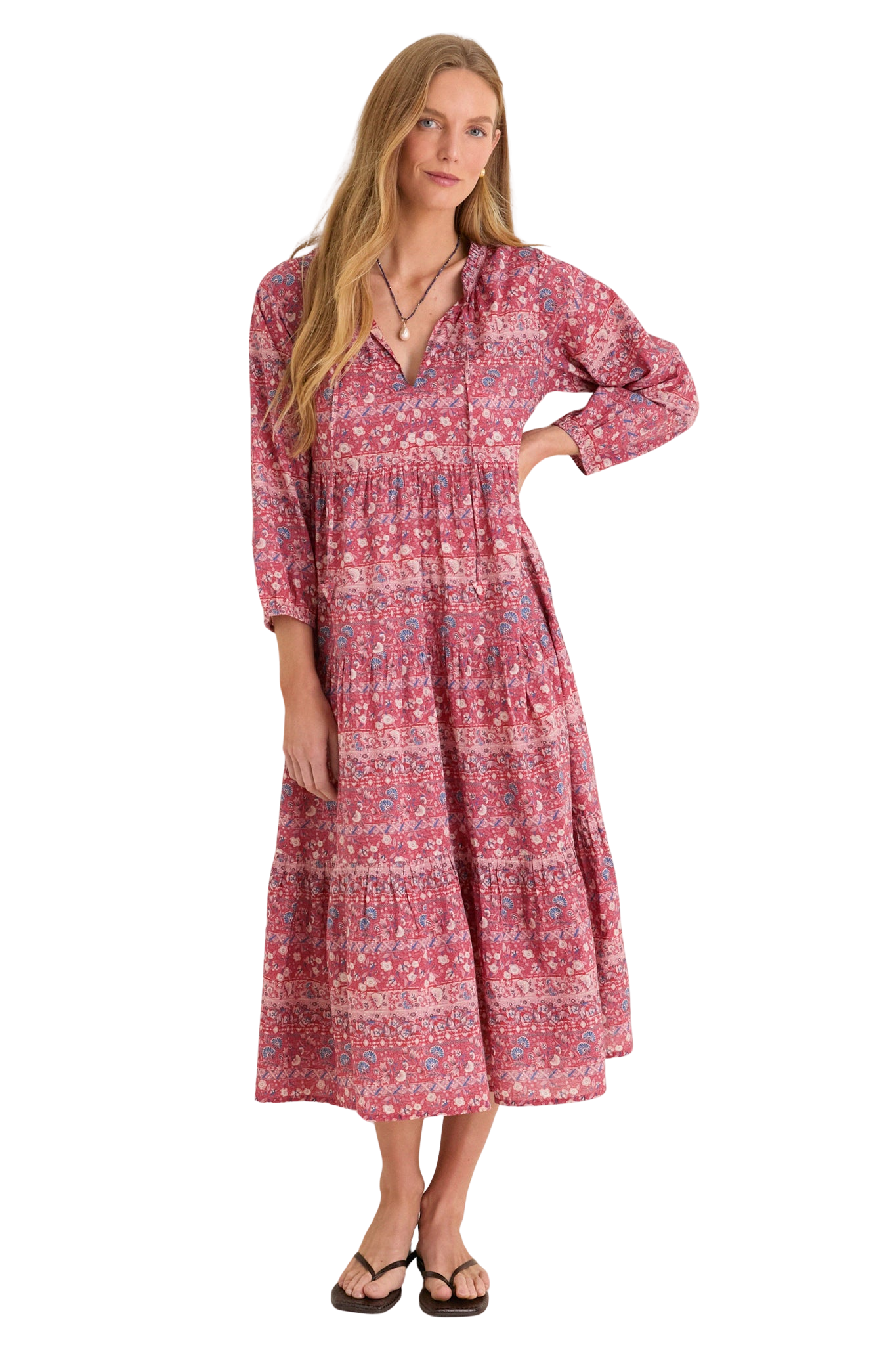 Americana Batik Stripe Long Sleeve Salty Paloma Caftan