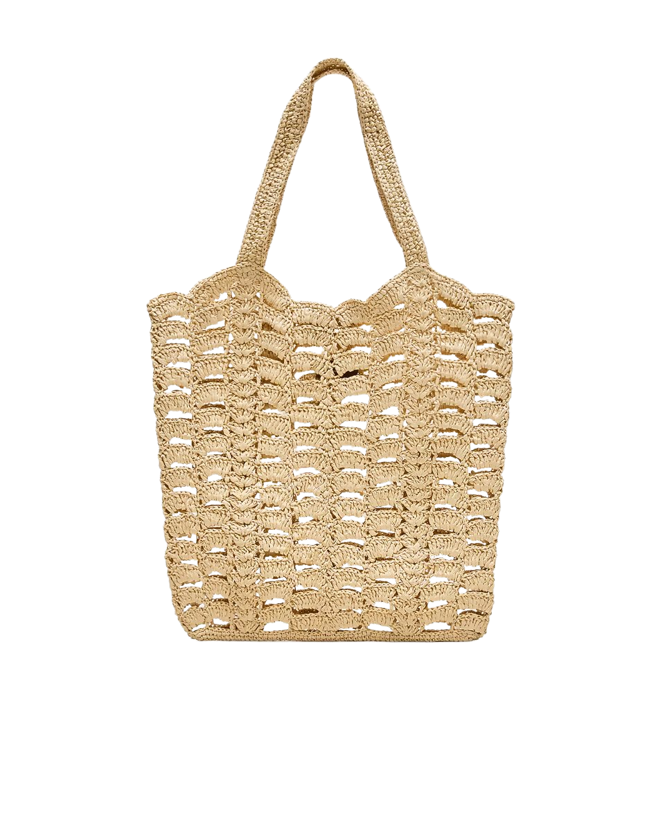 Handwoven straw tote bag