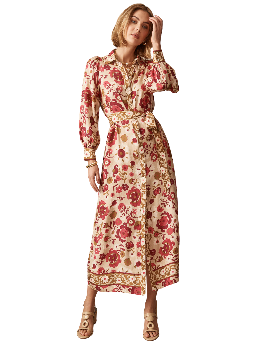 Serena Silk Blend Dress in Floral Daydream Frame