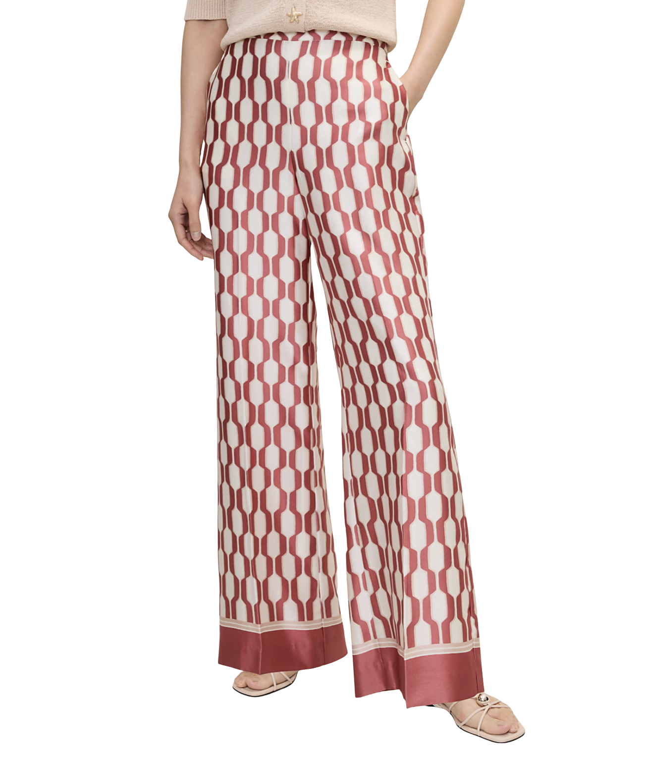 The Wide-Leg Pant in Satin Geo Print