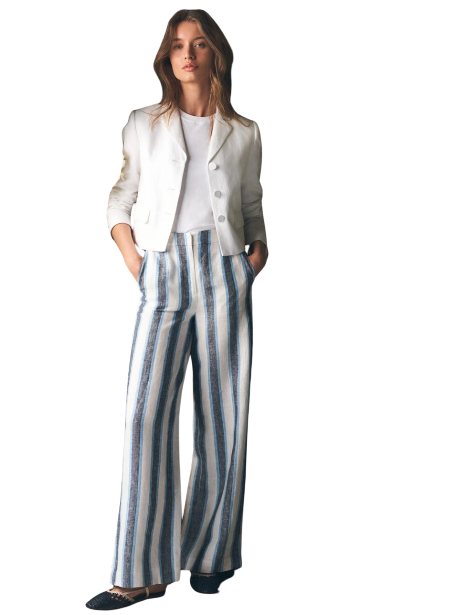 Belgravia Linen Pants Blue and White Stripe