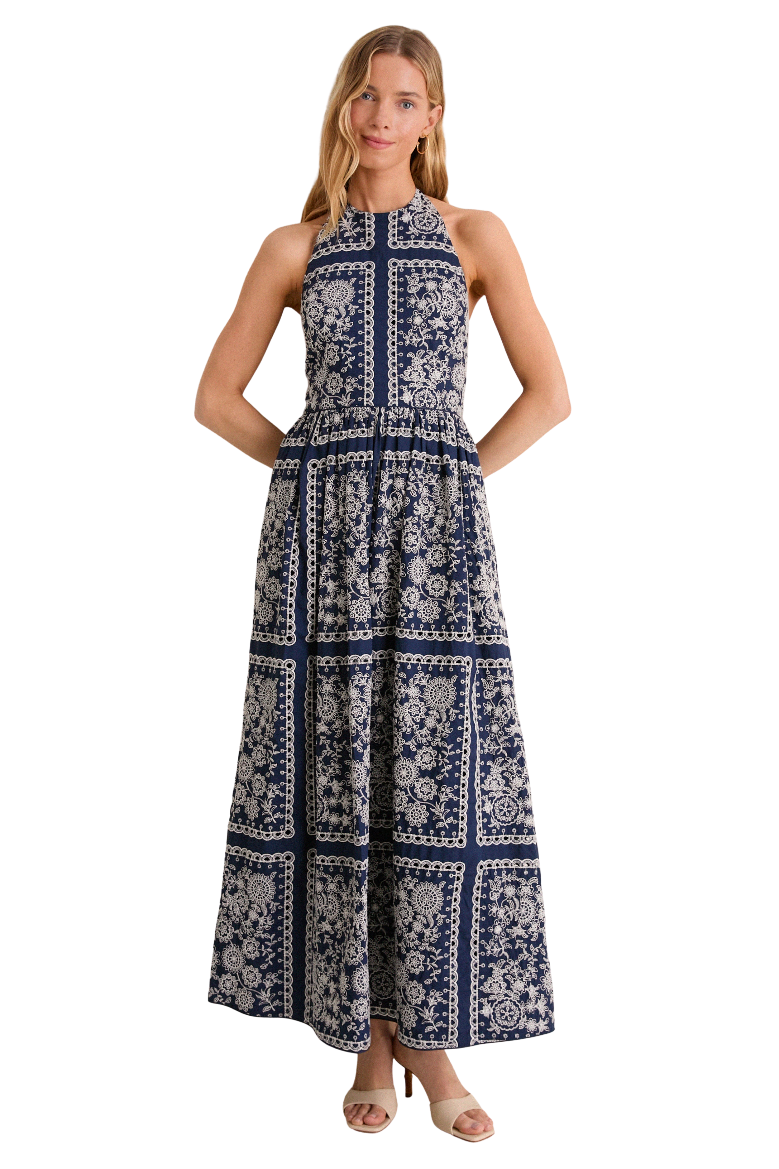 Navy Embroidered Marcie Dress
