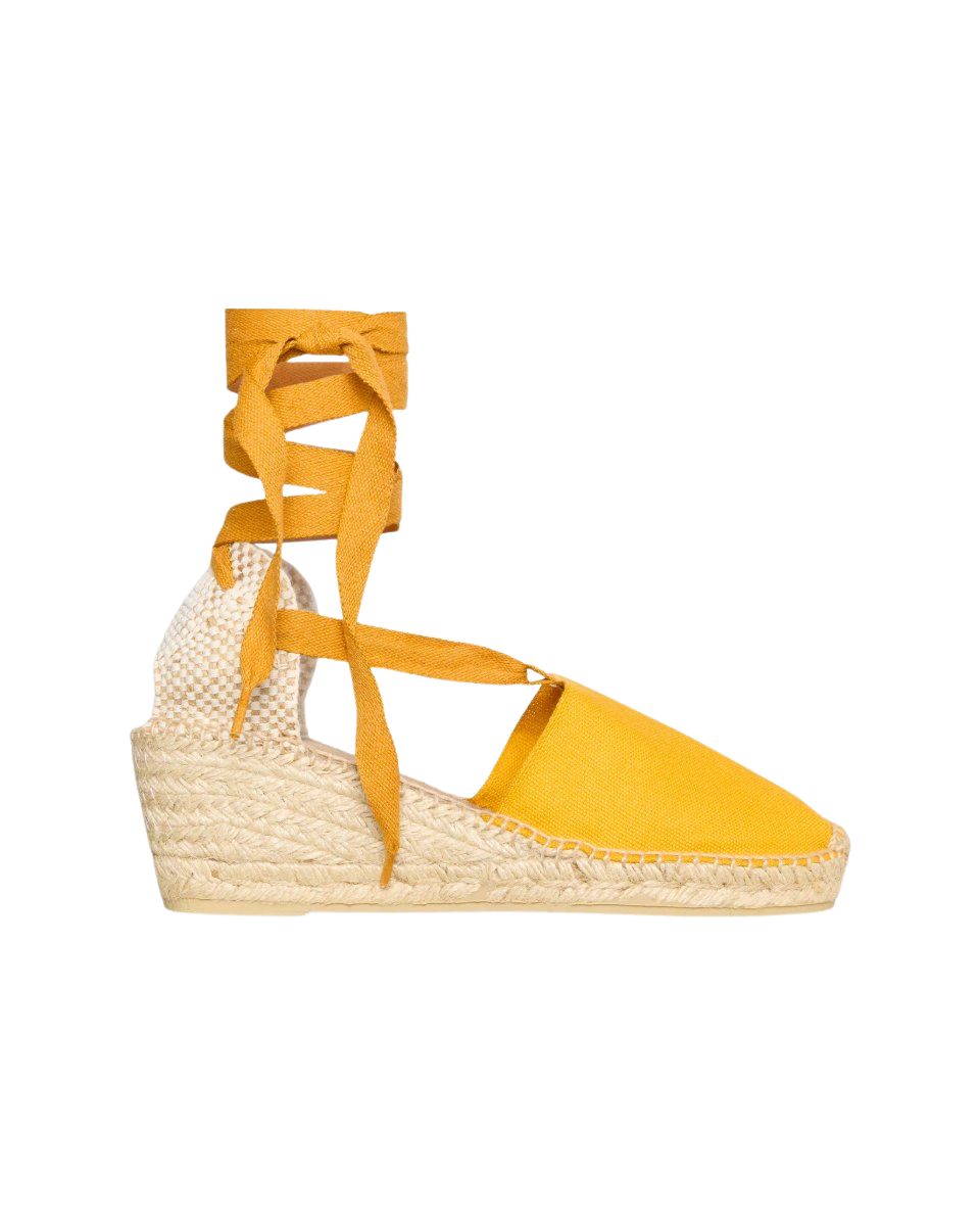 Pia High Espadrille in Gold Canvas