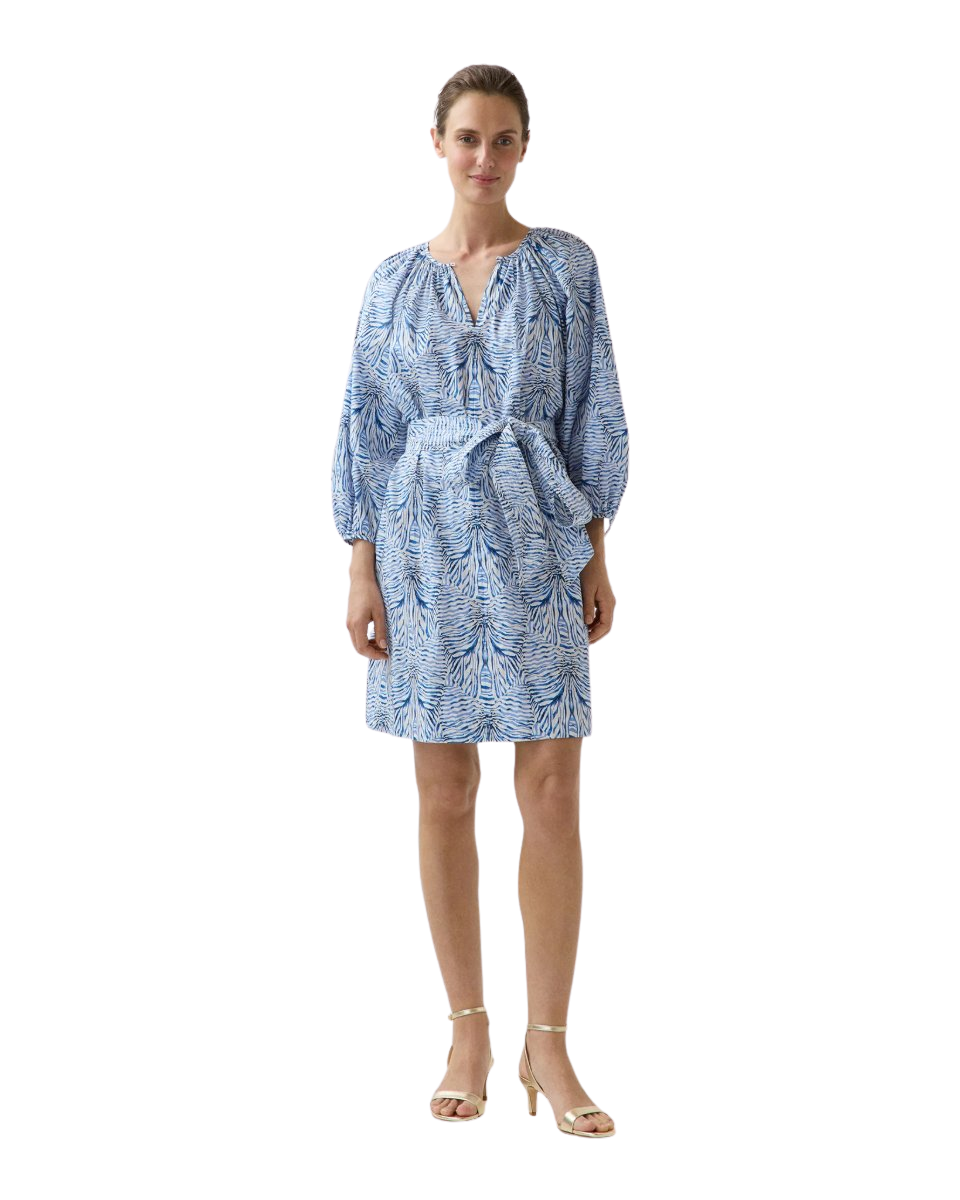 Genevieve Dress Blue Stripe And Bow Liberty Fabric