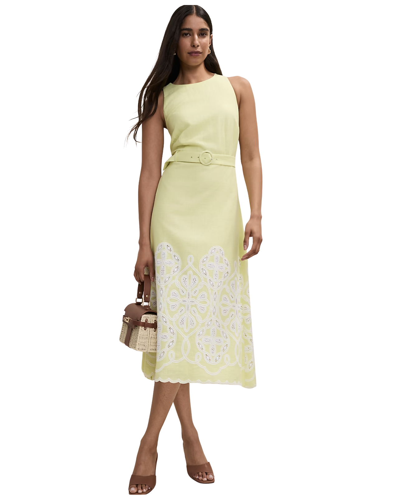 Eyelet Halter Midi Dress