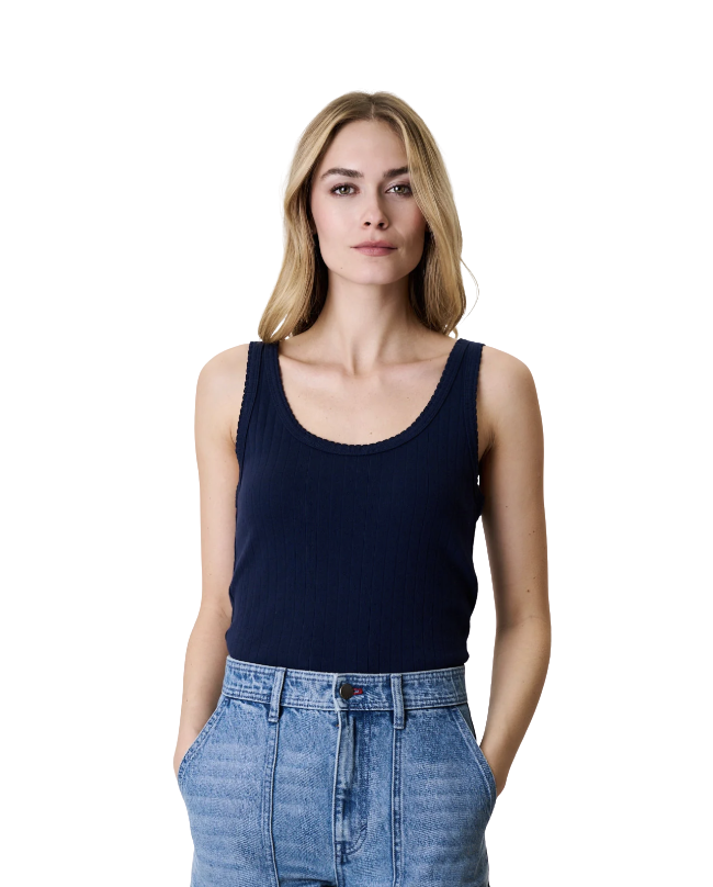 Pointelle Tank - Navy