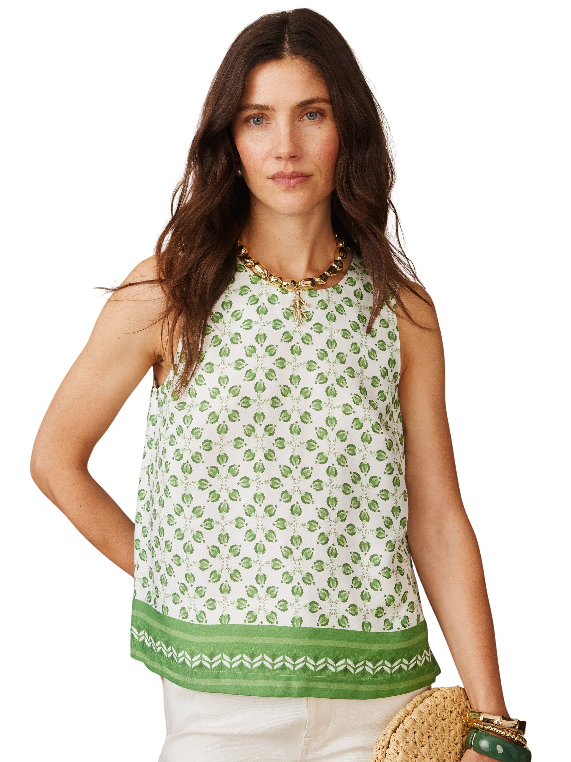 Norie Silk Blend Blouse in Mythic Geo Border