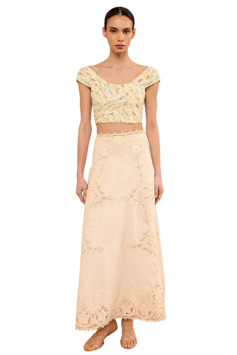 Fleur Linen Midi Skirt
