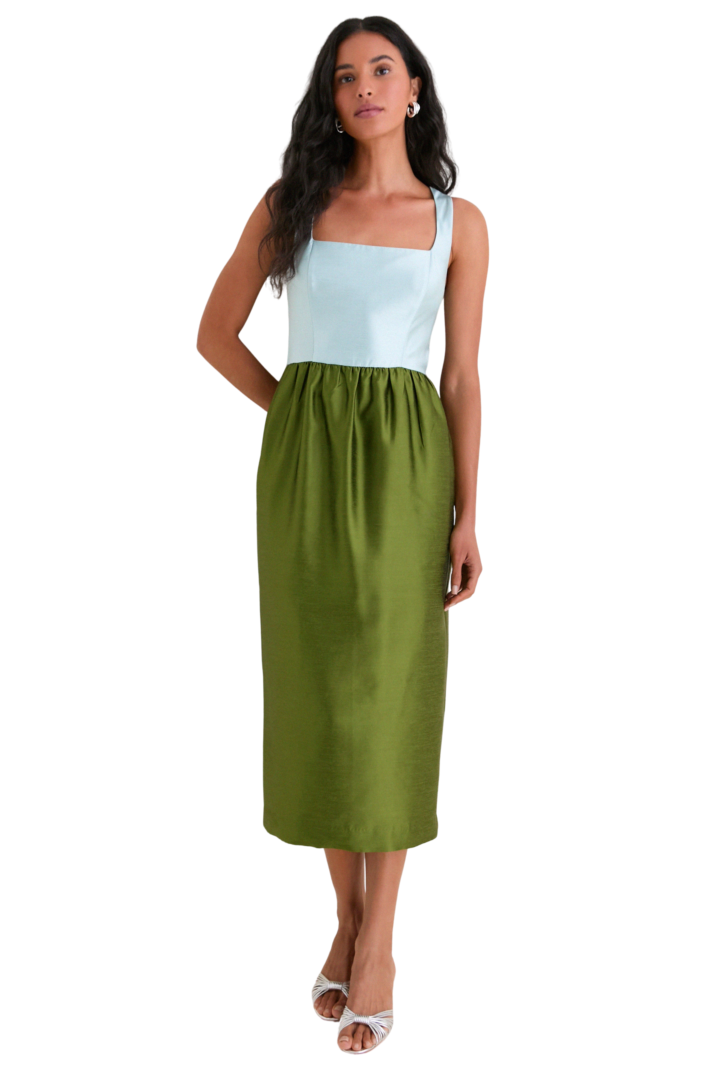 Colorblock Dupioni Brigitte Dress