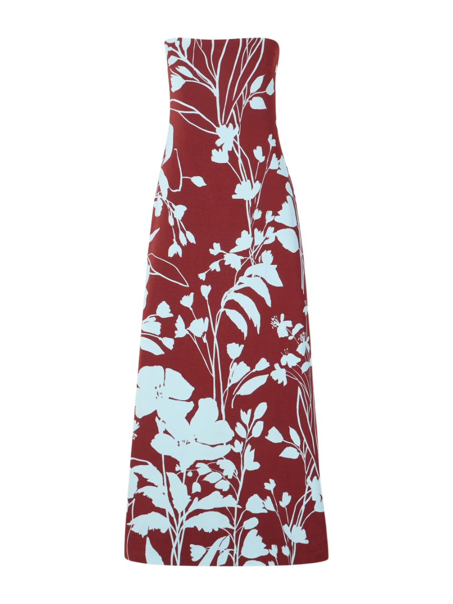 Benita floral-print stretch-crepe strapless maxi dress