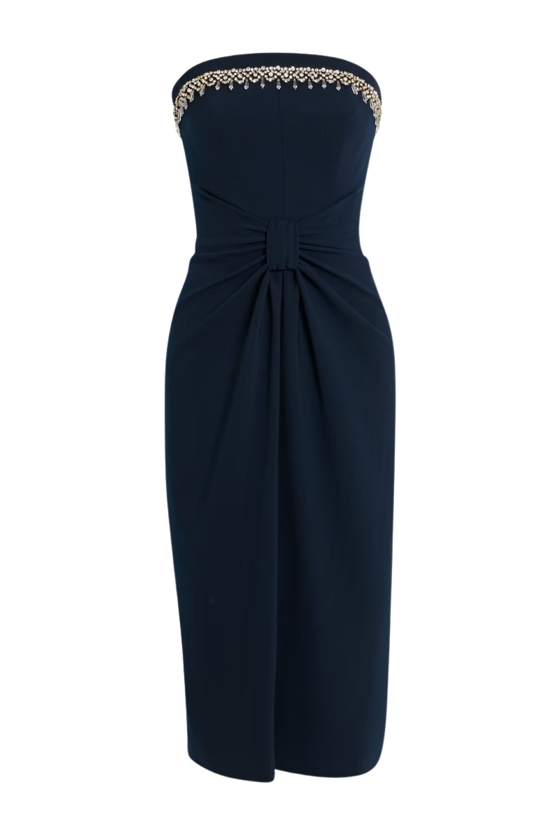 Blaze strapless crystal-embellished crepe midi dress