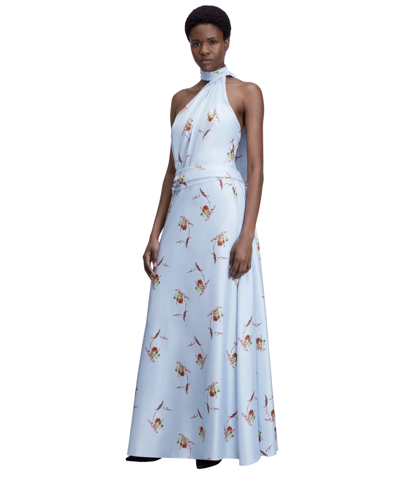 Desde Dress In Blue Lily Silk Twill