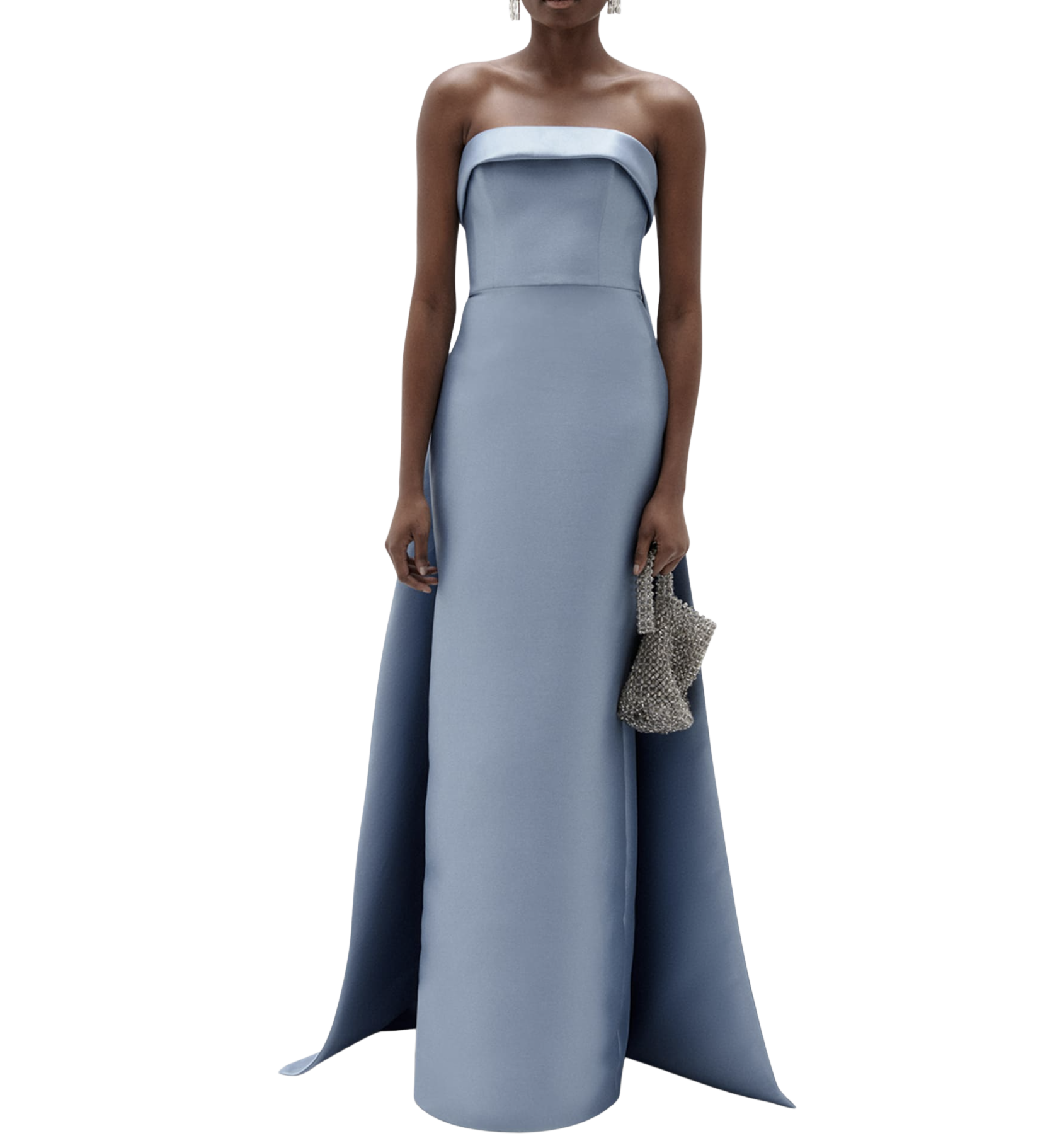 Amsale Strapless Column Gown with Detachable Cape