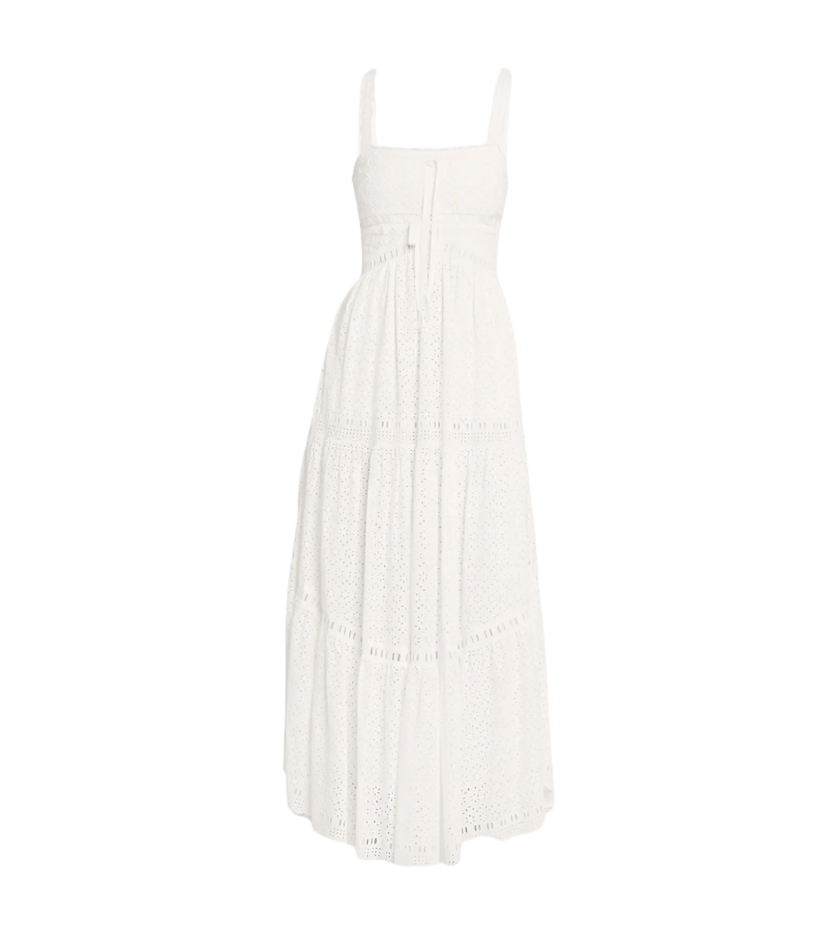 Constance Sleeveless Cotton Eyelet Maxi Dress