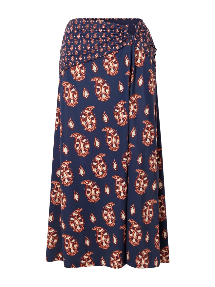 Under the Sun cutout ruched printed stretch-jersey skirt