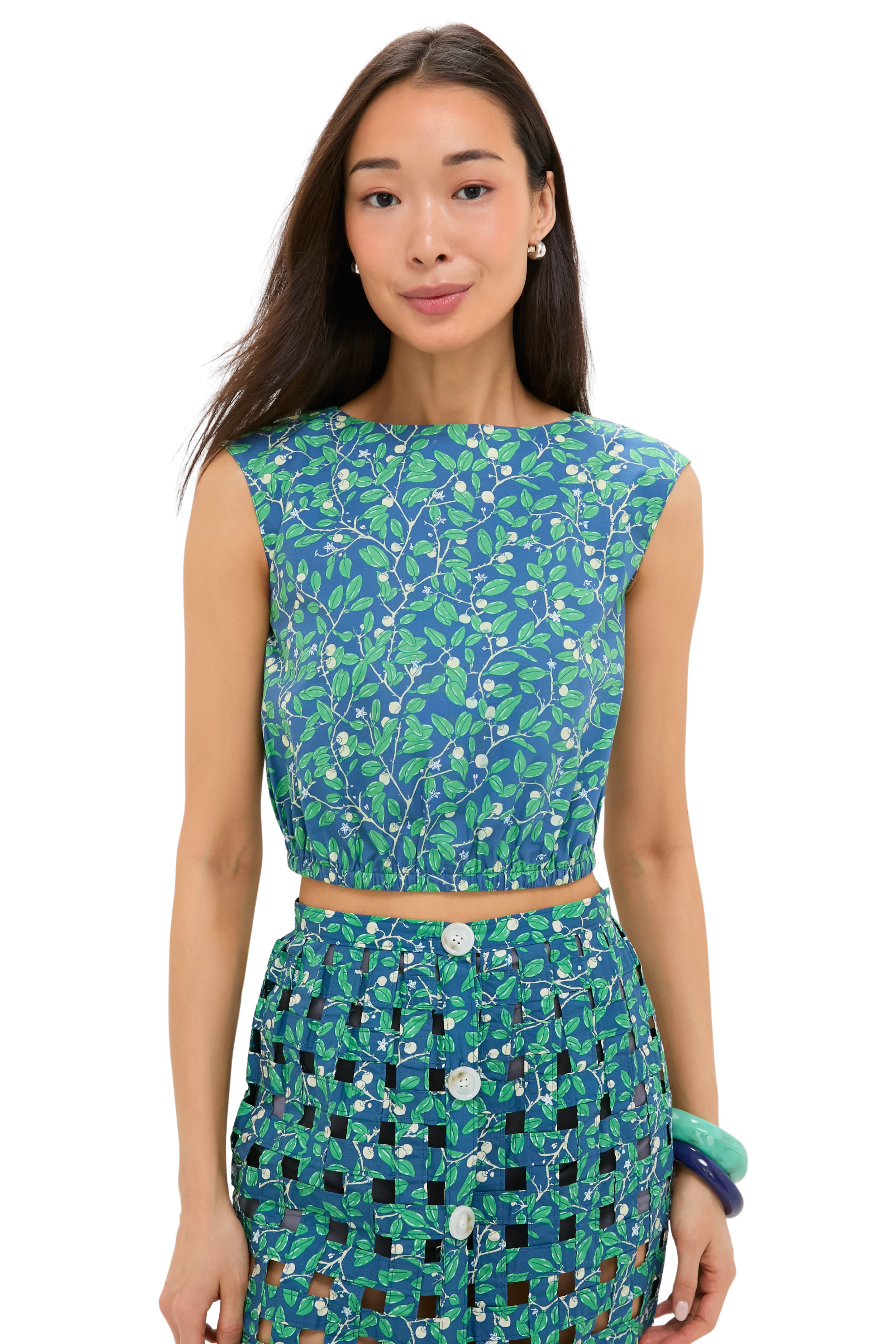 Dark Blue Limes Cinched Top