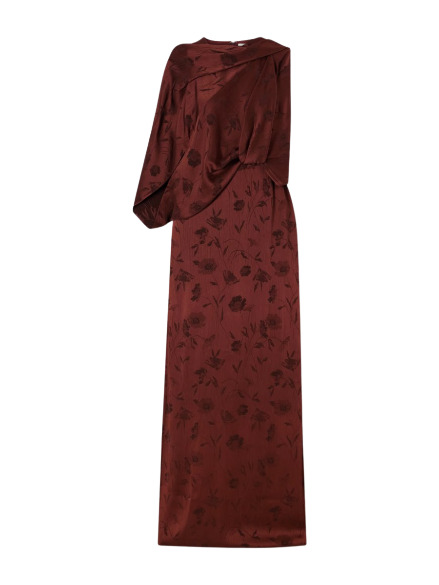 ERDEM Draped floral-jacquard crepon gown