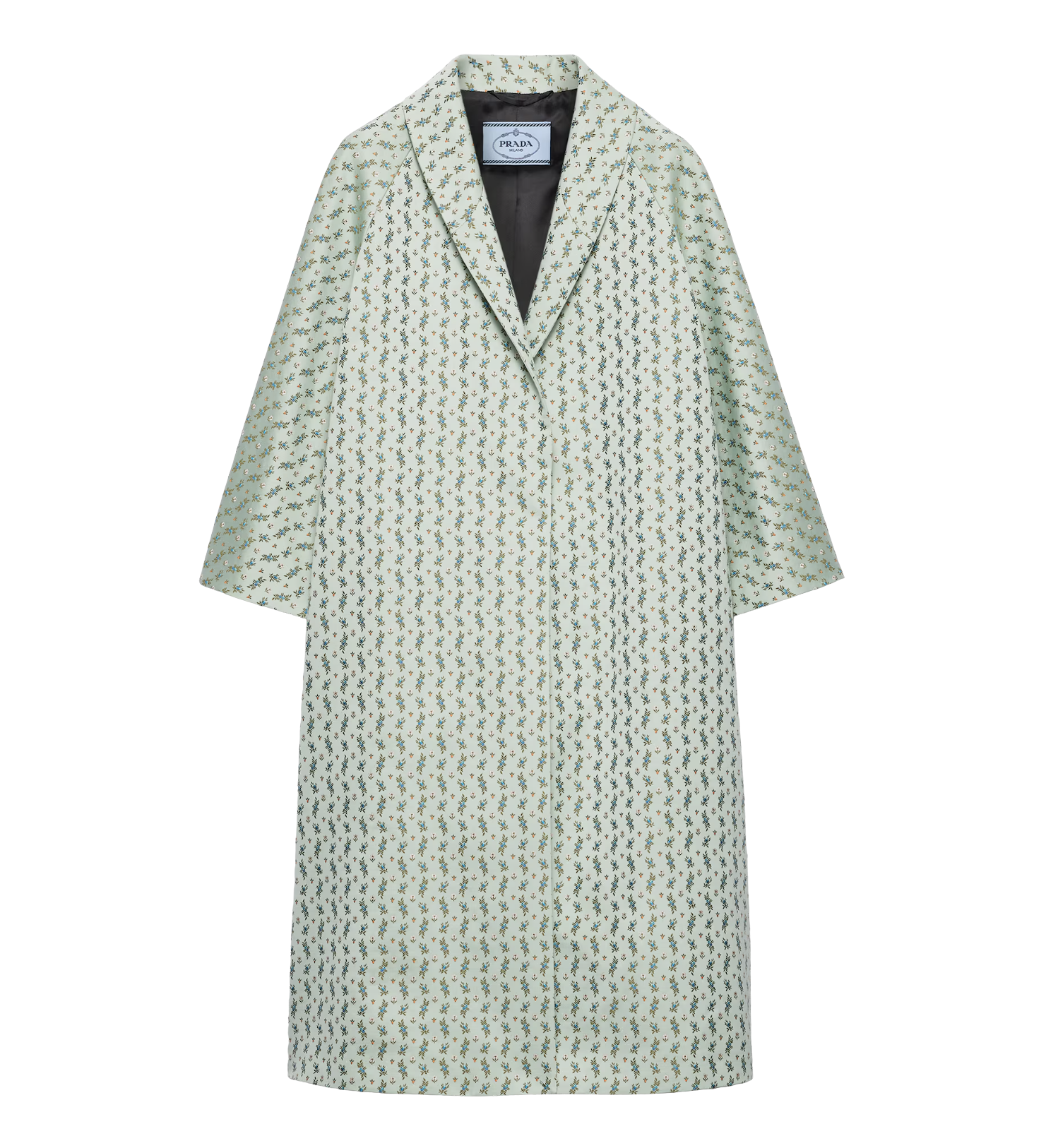 Single-breasted floral jacquard duchesse coat