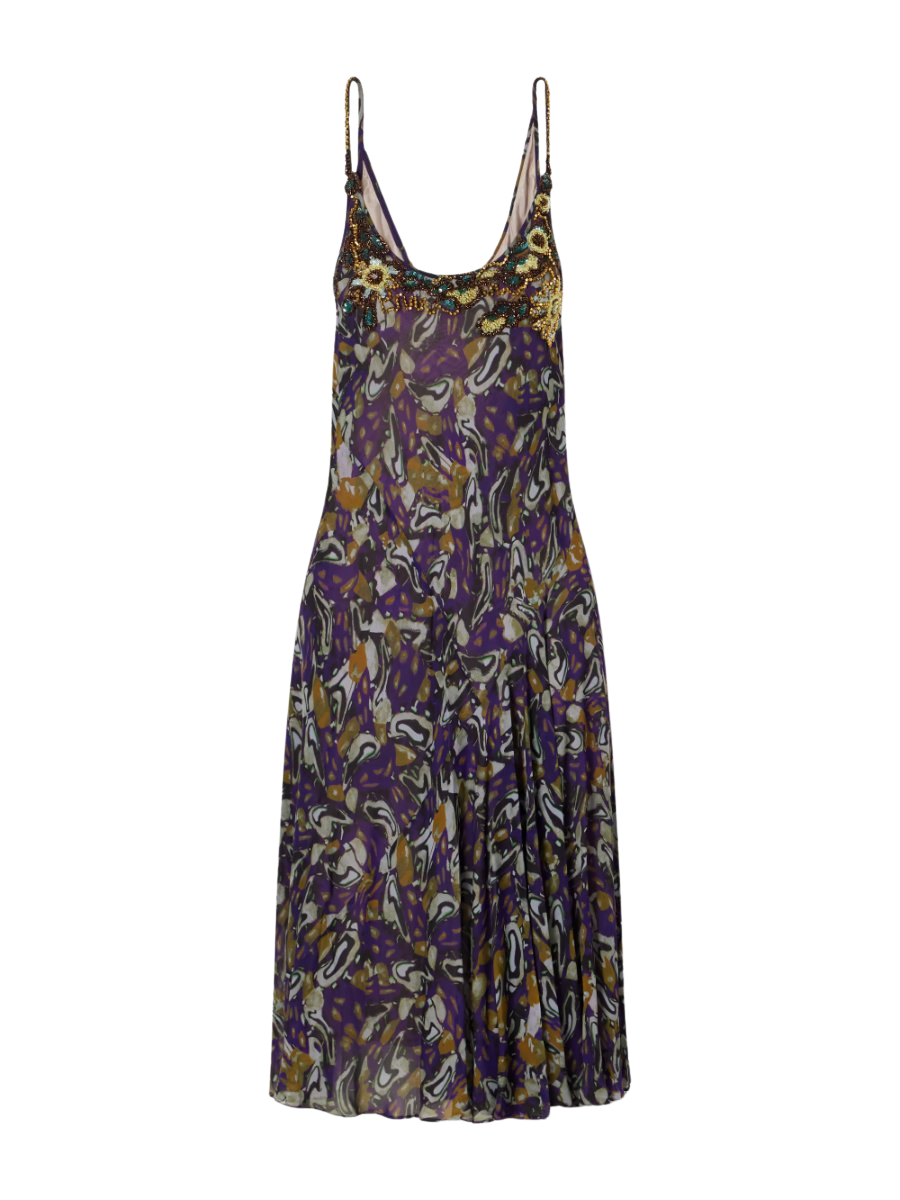 Embroidered georgette midi dress