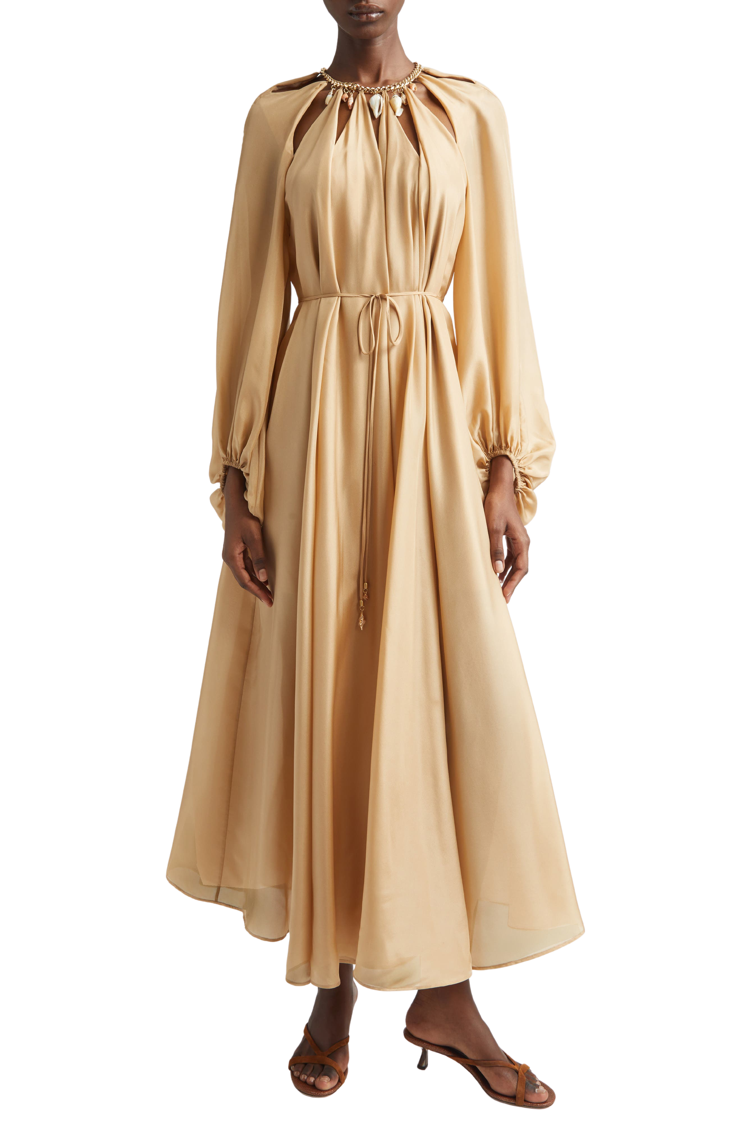 Mahon Long Sleeve Silk Habutae Maxi Dress