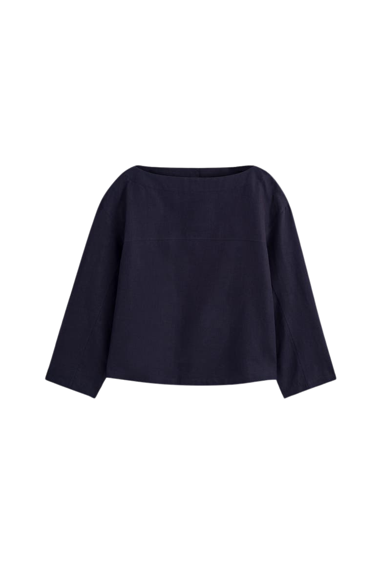 Boat-neck Linen Blouse