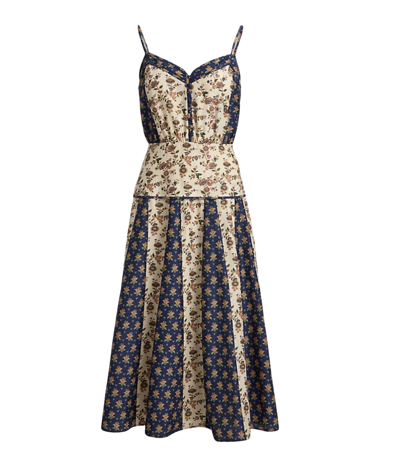 Sleeveless Mixed-Print Paneled Dress
