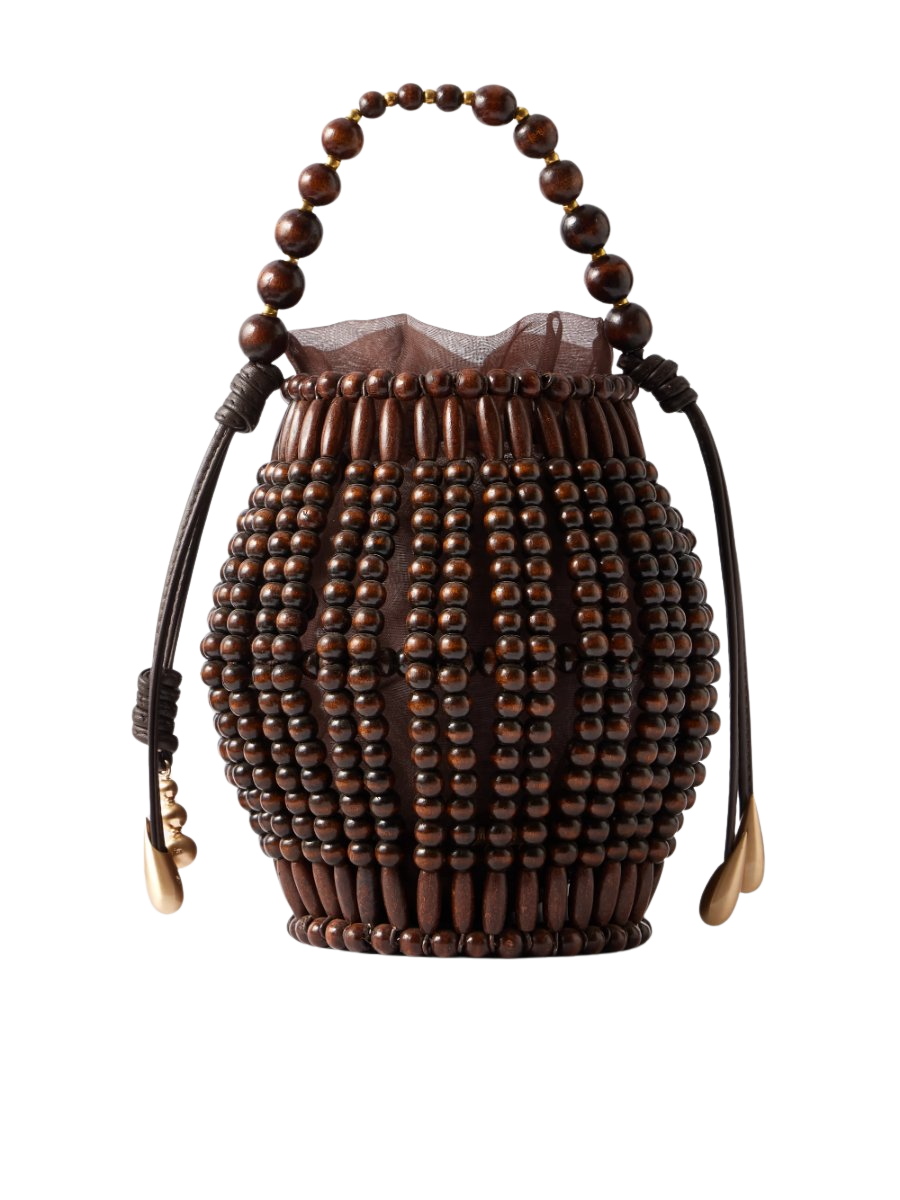 Lanterna wood-beaded mini bag