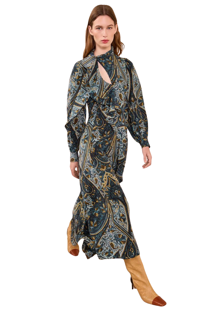 Sabrina Long Sleeve Silk Dress
