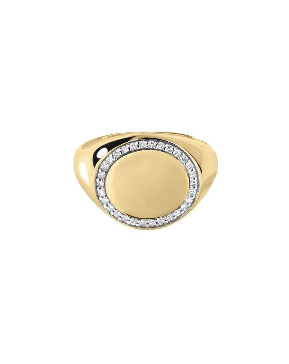 Pavé Diamond Border Signet Ring