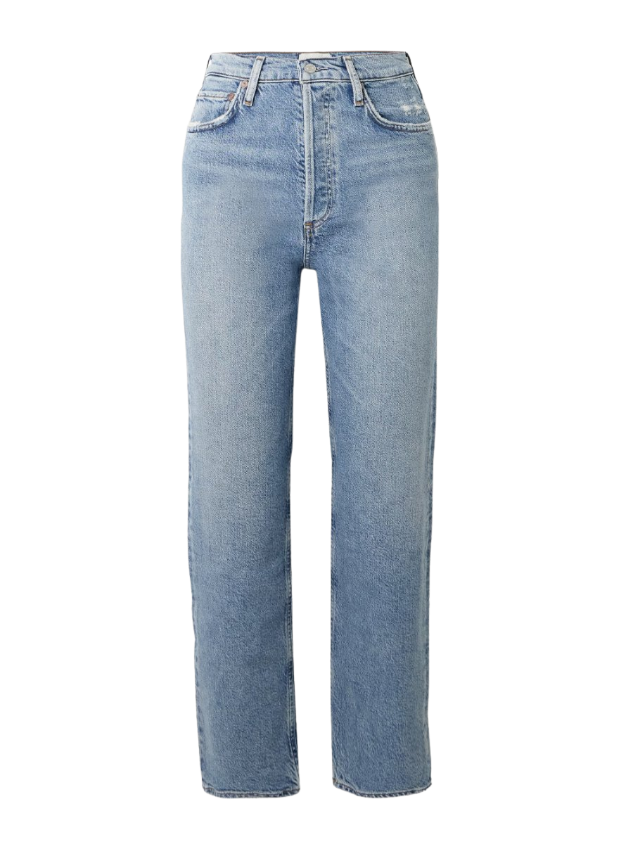 AGOLDE '90s Pinch Waist' cropped distressed mid-rise straight-leg jeans