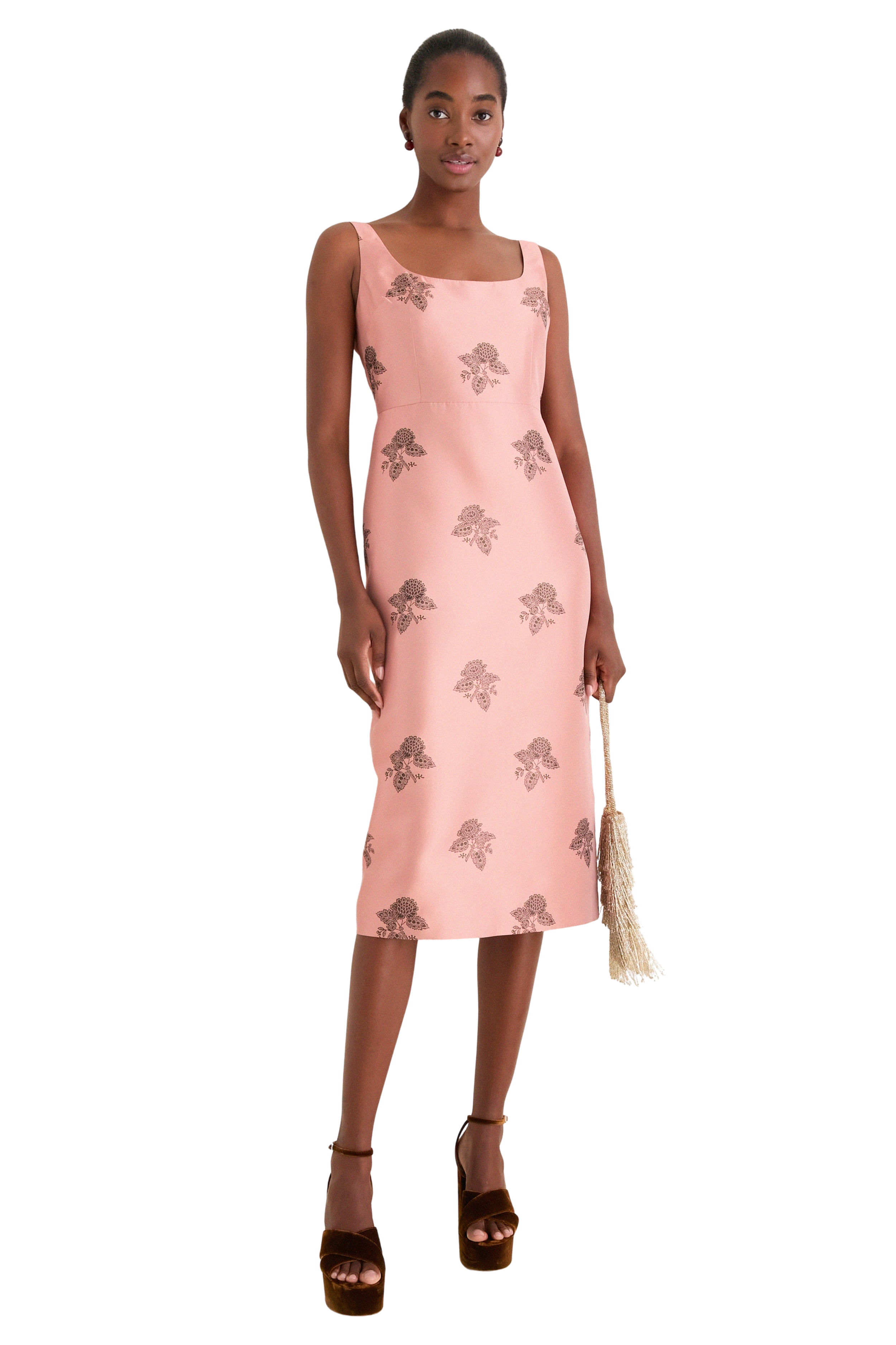Apricot Jacquard Renata Dress