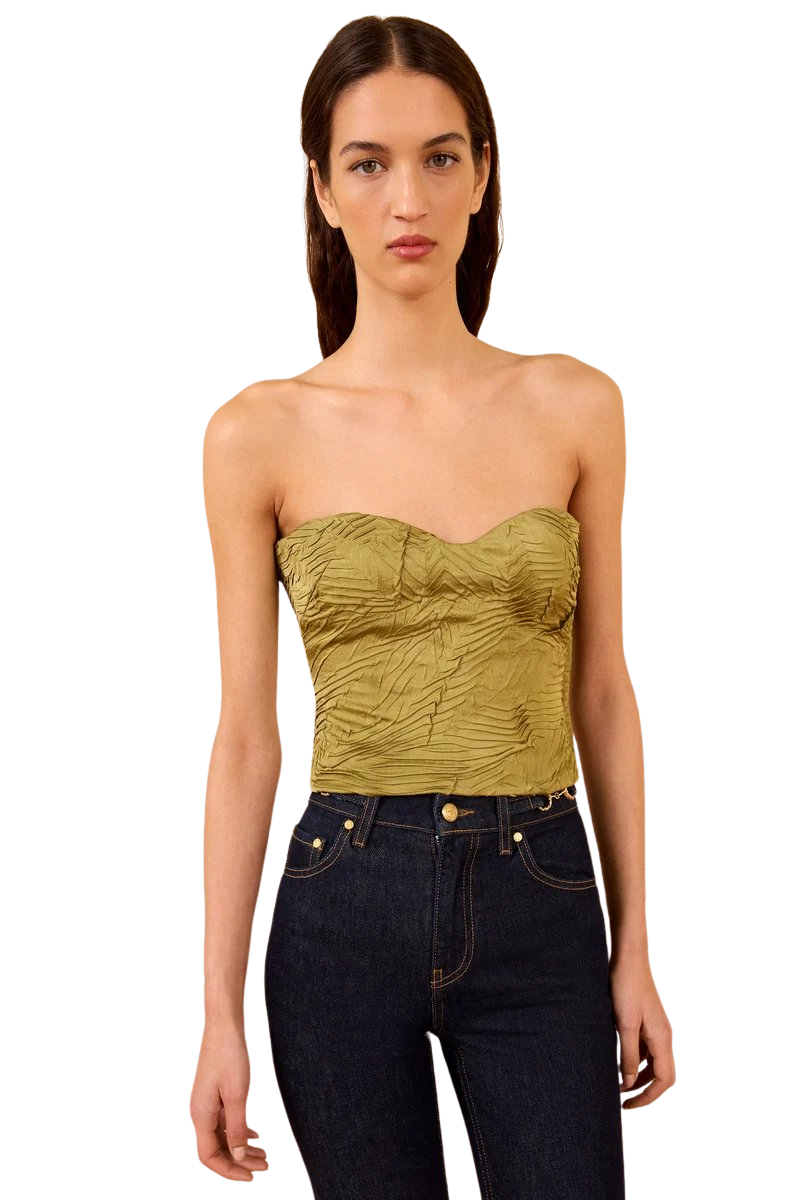 Heleen Satin Cropped Bustier Top