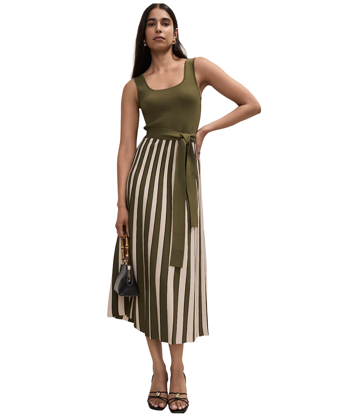 Striped Square Neck Sweater Dress