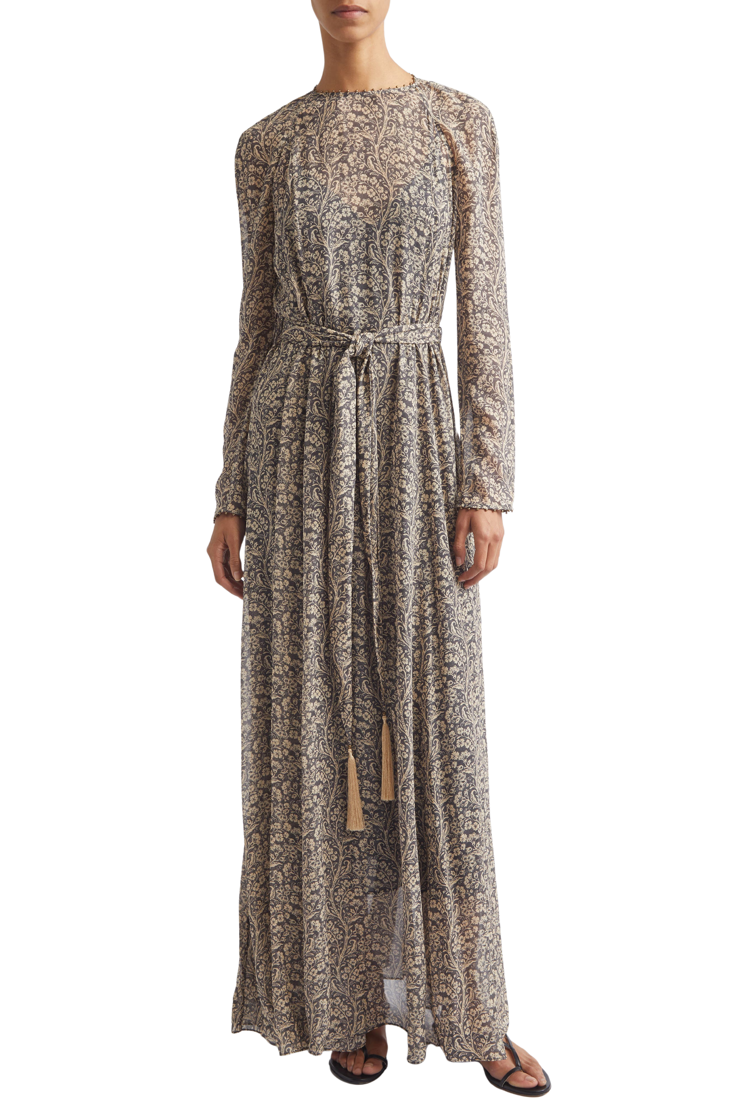 Valiant Print Long Sleeve Maxi Dress