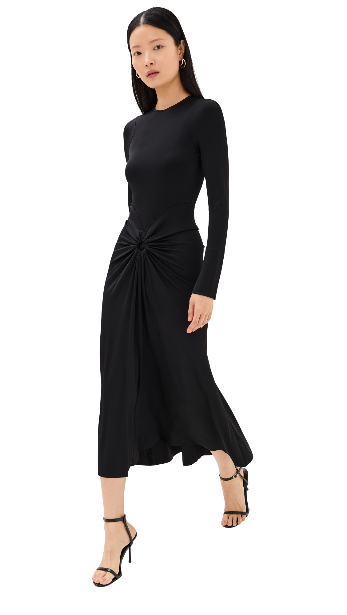 Long Sleeve Gathered Midi Dress