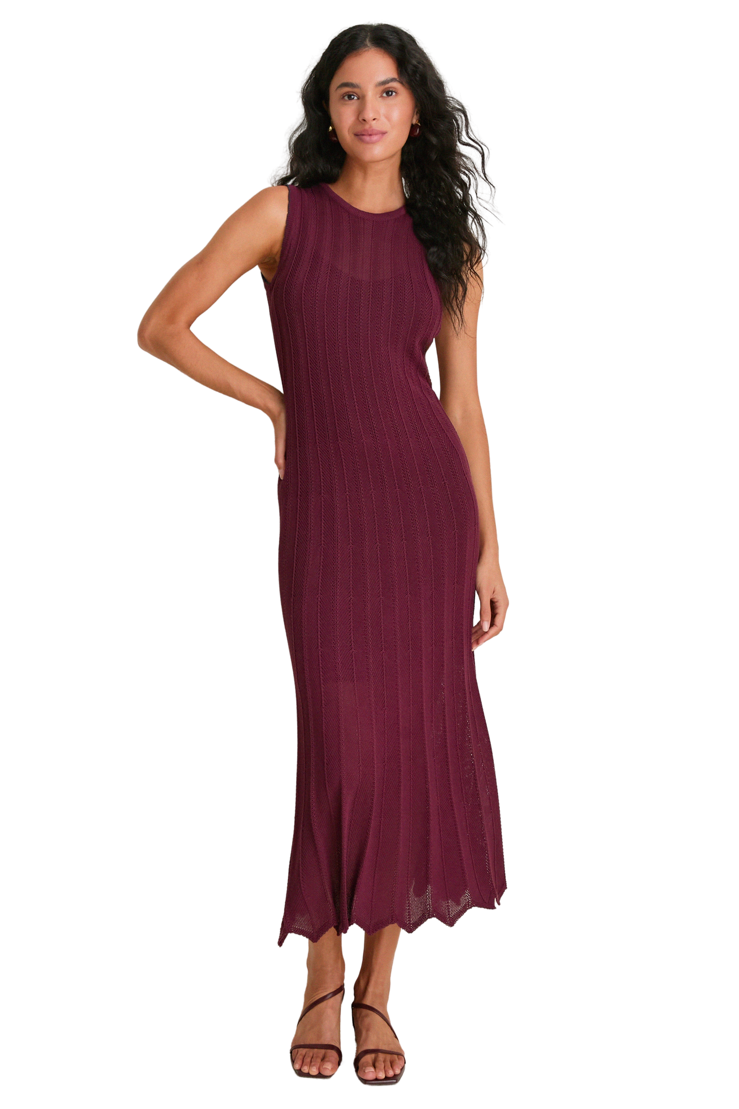 Wine Knit Sleeveless Solange Dress