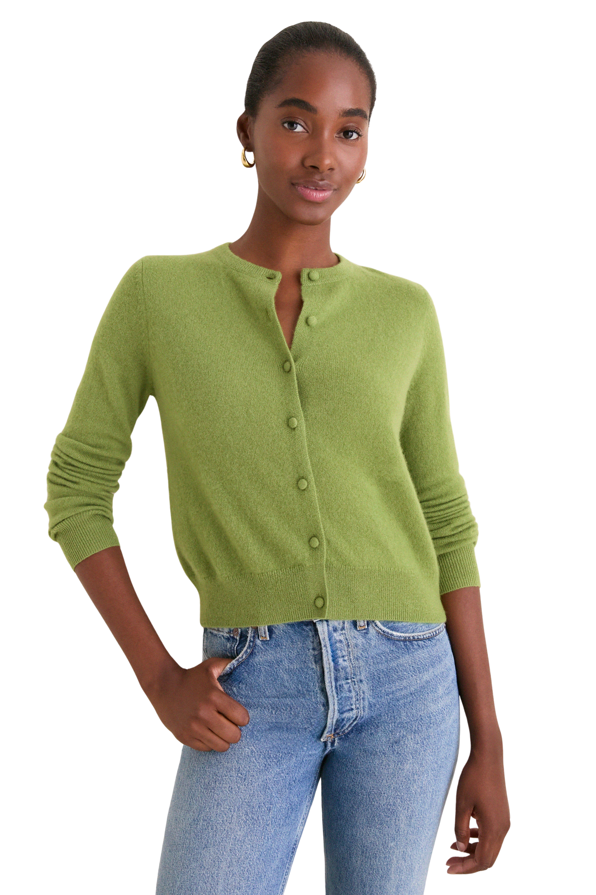 Peridot Cashmere Riley Cardigan