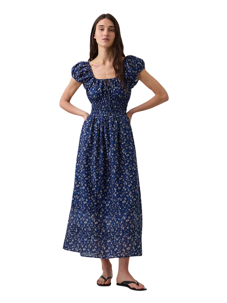 Voile Smocked-Waist Maxi Dress