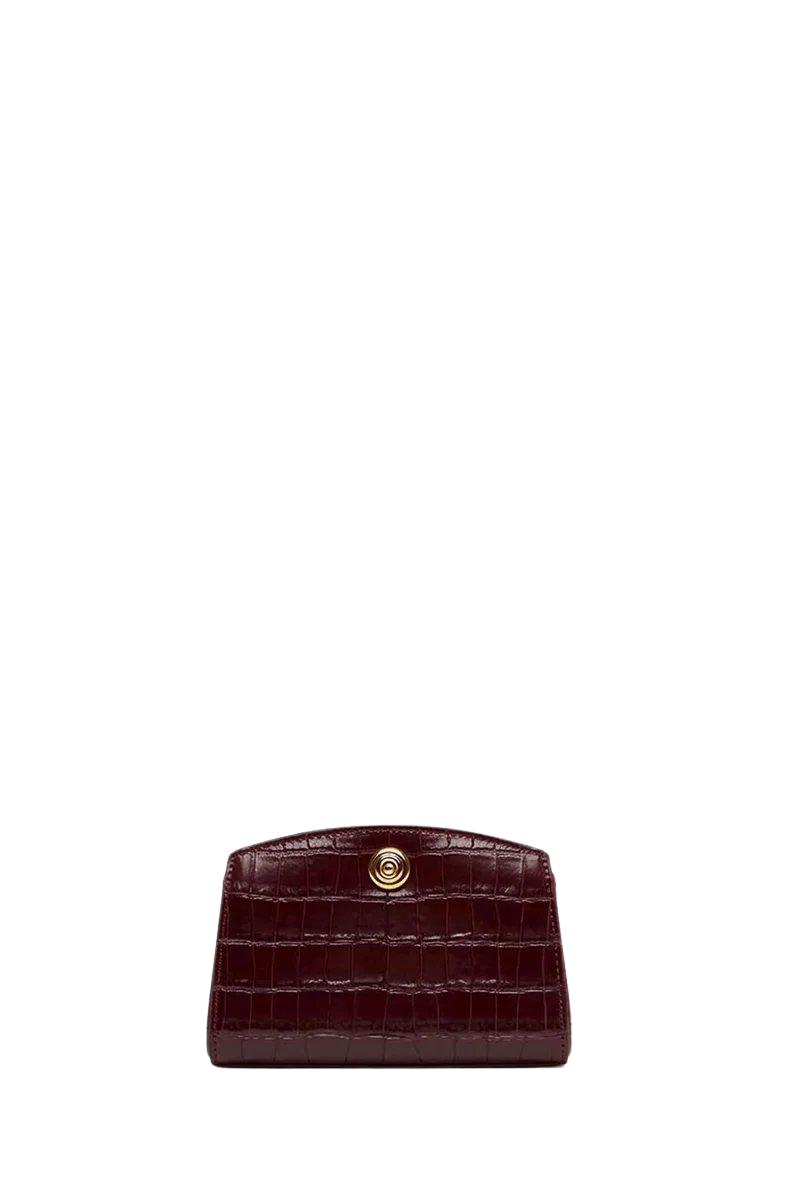 Pushlock Clutch Burgundy Croc