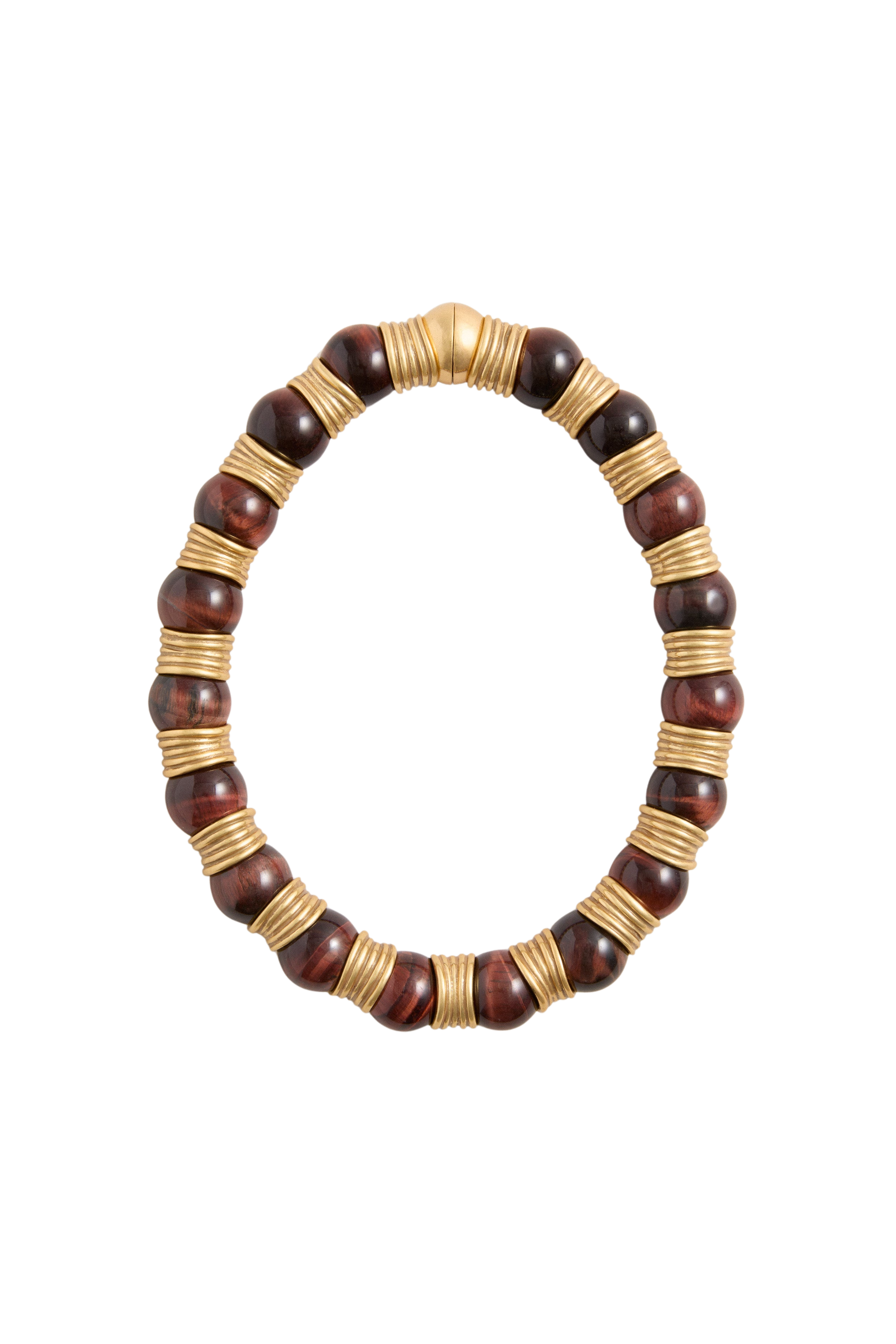 Tiger's Eye and Gold Station Necklace