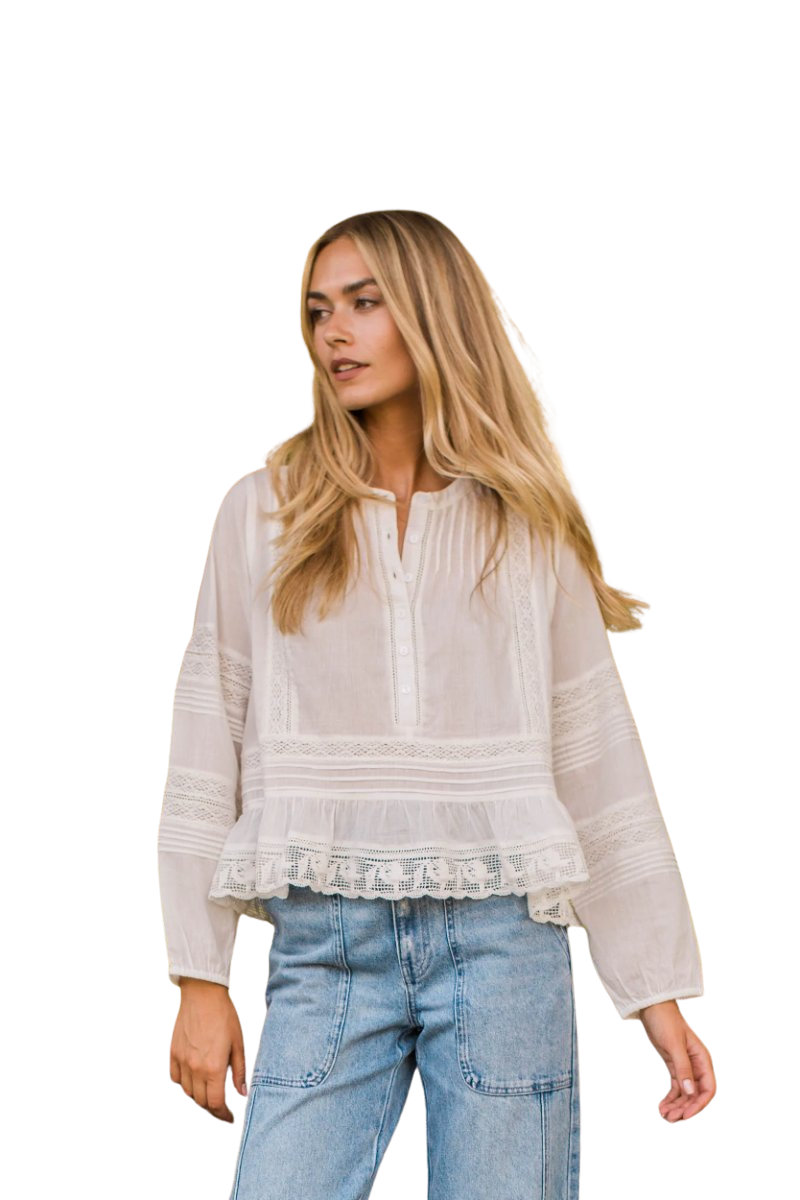 Avery Cotton Lace Top - Ivory