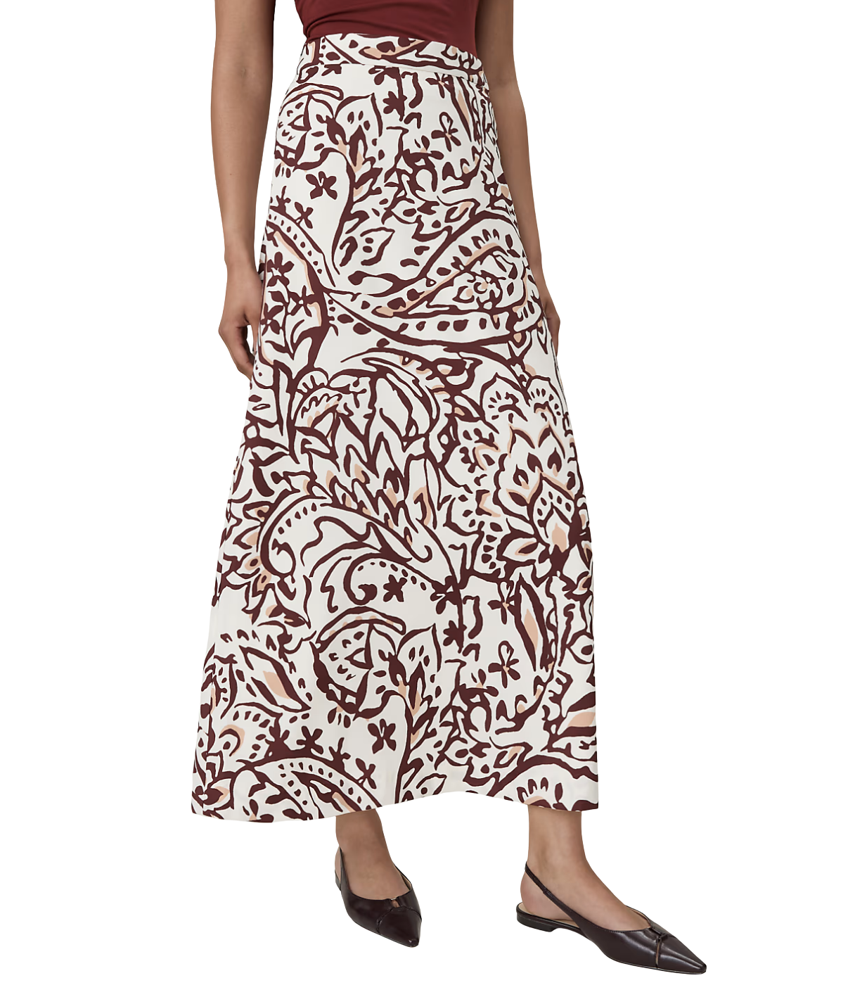Paisley A-Line Skirt in Satin