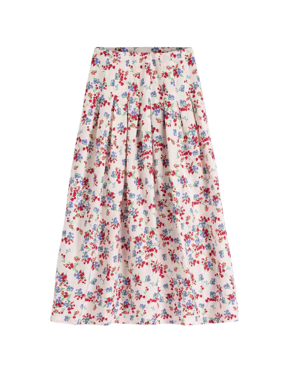 Valentina Linen Skirt Ivory, Bloom Scatter