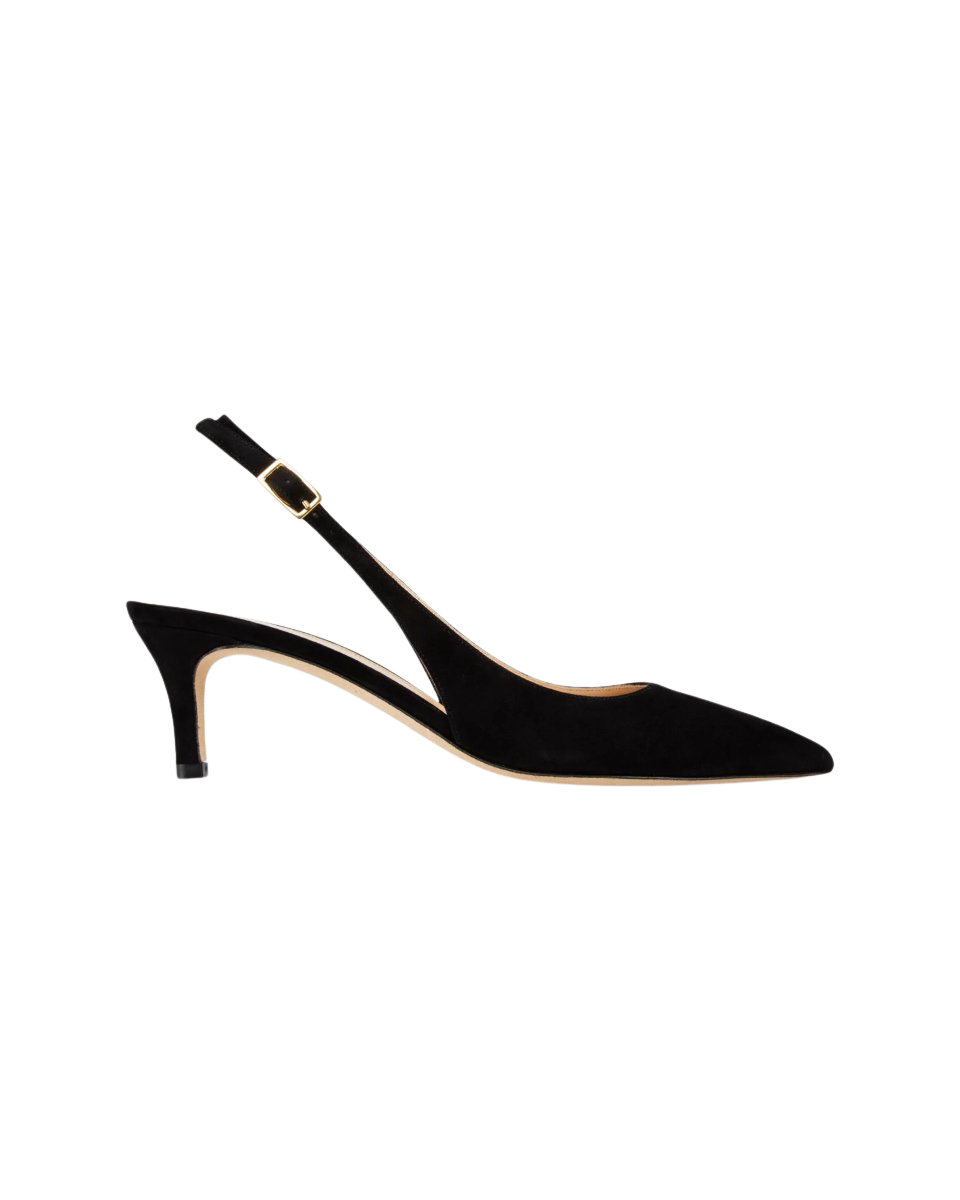 Kitten Heel Slingback Black Suede