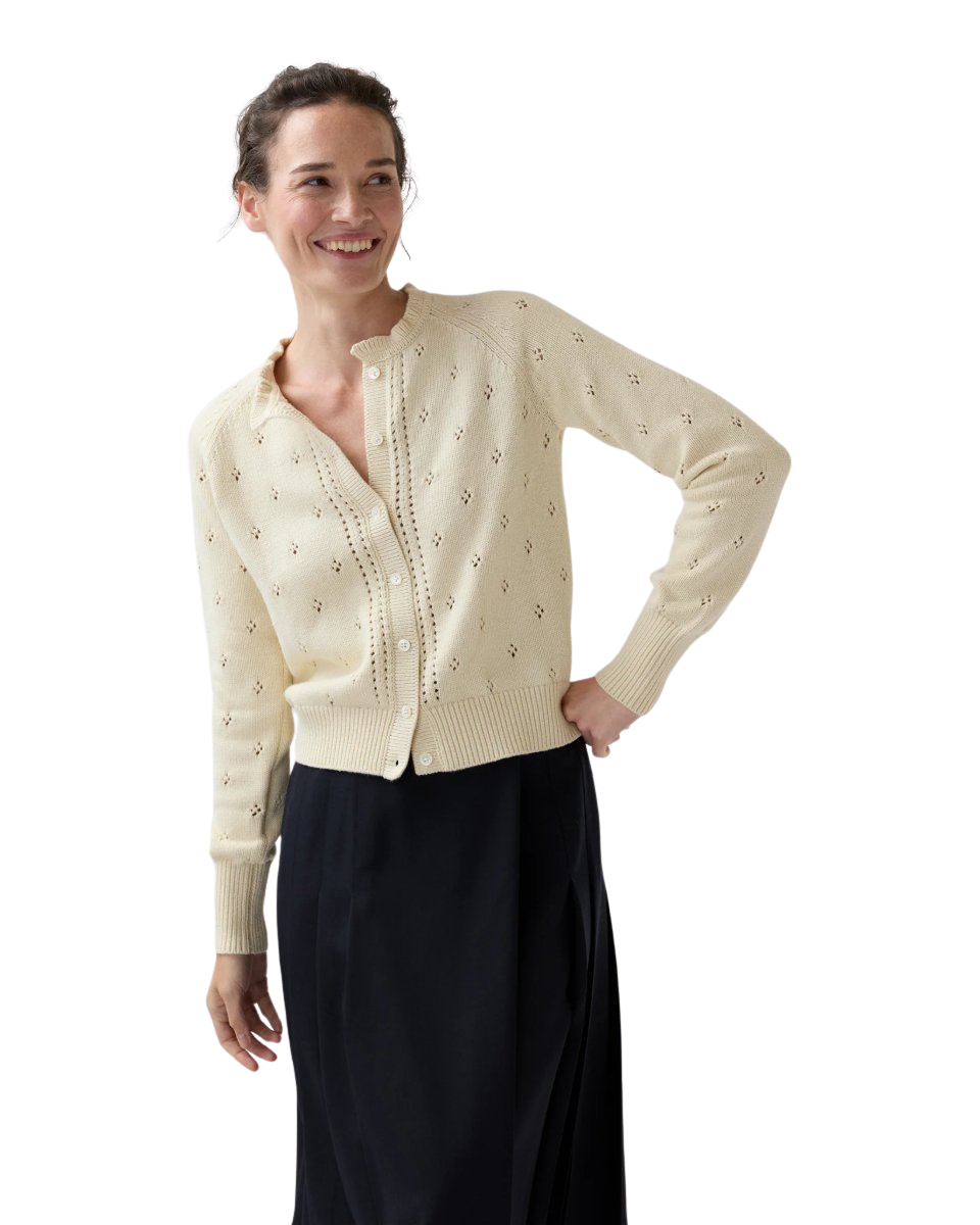 Minna Cardigan in Cream Cotton/Cashmere