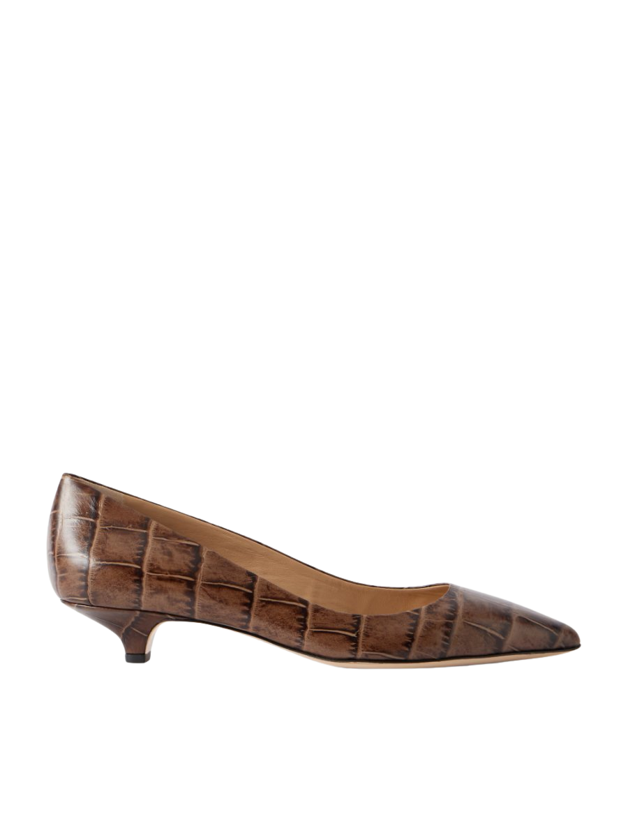 Kitty croc-effect leather pumps