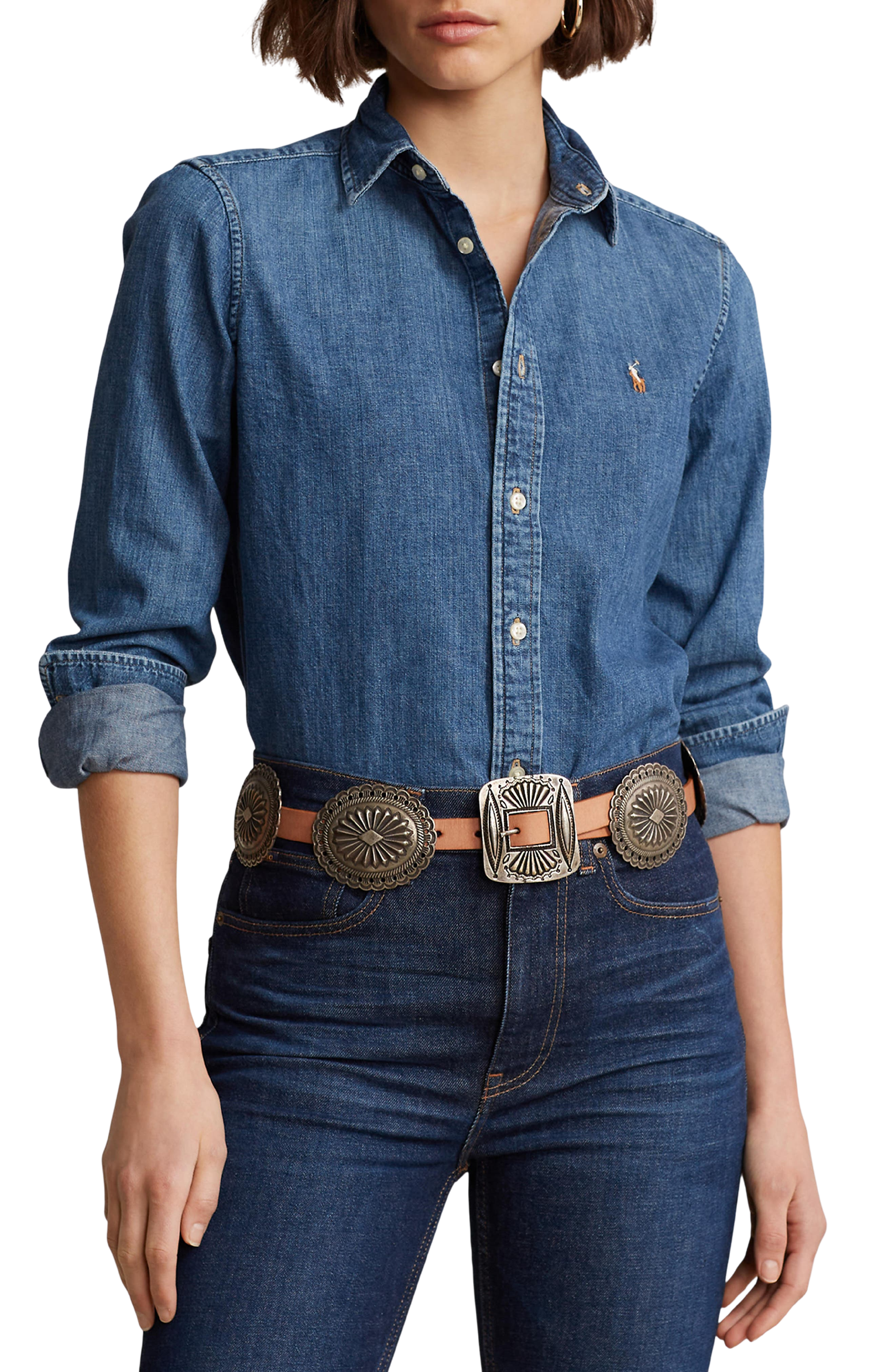 Slim Fit Denim Button-Up Shirt