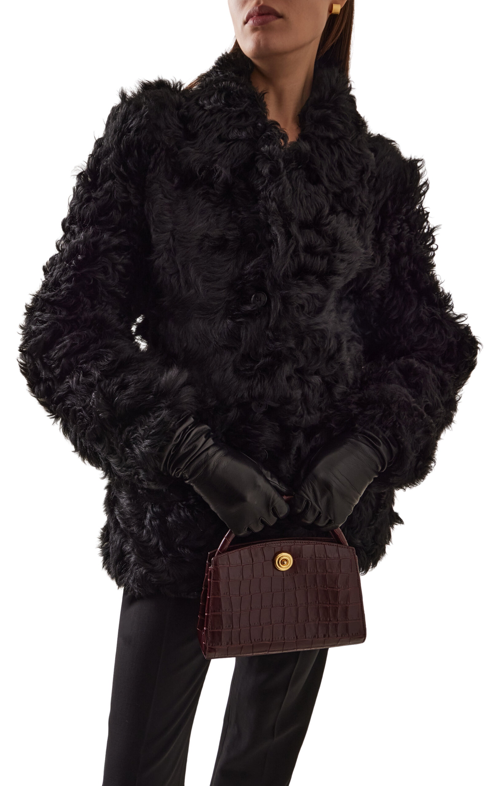 Mini Lady Croc-Embossed Leather Pushlock Bag